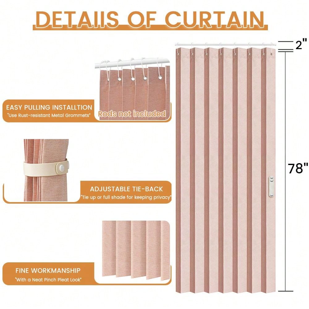 1 Pc Pleated Blackout Shades Set With Hooks Accordion Style Folding Doors,Corrugated Folding