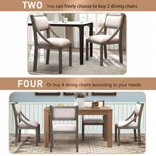 Retro Wood Dining Chairs Set Of 2, Upholstered Chairs With Solid Wood Legs And Frame For Kitchen, Living Room, Dining Room - 灰色 - 查看 8