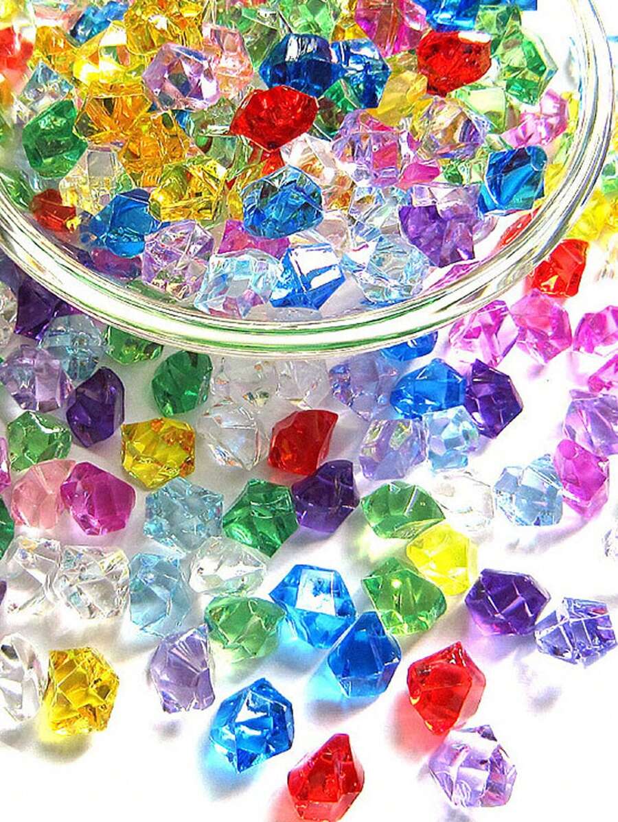 100/200/400入組仿真透明有色丙烯酸冰塊裝飾，適用於魚缸或花瓶，全年使用 - 彩色 - 查看 1