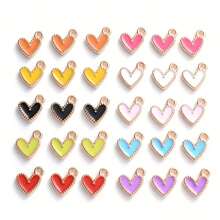 1 Box 20pcs Mixed Color Heart Shape Pendant Charms Love Oil Drip Metal Beads For Jewelry Making DIY Bracelet Necklace Accessories Valentines - Multicolor - View 6