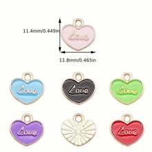 1 Box 20pcs Mixed Color Heart Shape Pendant Charms Love Oil Drip Metal Beads For Jewelry Making DIY Bracelet Necklace Accessories Valentines - Multicolor - View 9