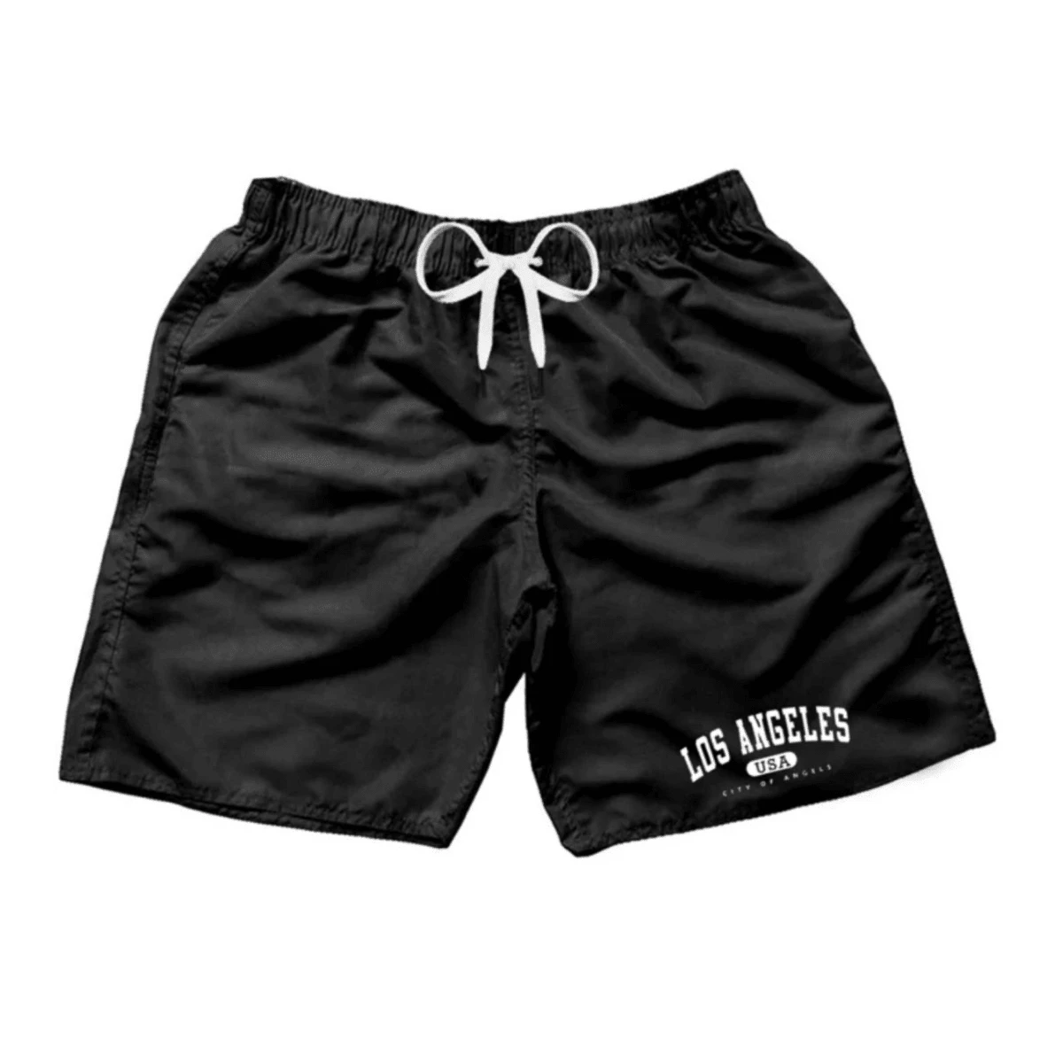 Tactel New Basic Print Los Angeles Bermuda Shorts For Men - 黑色 - 查看 1