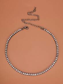 1 Pieza Collar Colgante De Diamantes De Imitación Simple Y De Moda Para Mujeres, Accesorio Diario - Plateado - Ver 3