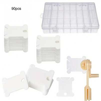 90 Cái/120 Bộ Nhựa Đeo Chữ Thập Bobbins Nhựa Thêu Chỉ Bobbins Hộp Sắp Xếp Cho Tranh Thêu Chữ Thập Thủ Công DIY May Bảo Quản