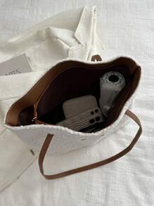 Túi xách Niche Design dành cho nữ 2024 Túi đeo vai thời trang mới Túi xách đi làm đa năng có sức chứa lớn - trắng - Xem 9