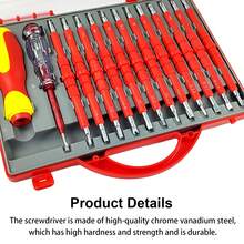 5-Piece Screwdriver Set Insulated, Screwdriver Set Electrician, Screwdriver Set With Voltage Tester,Storage Box, With 2 Phillips, 2 Slot, 1 U-Shaped, 1 Triangle - Red - View 3