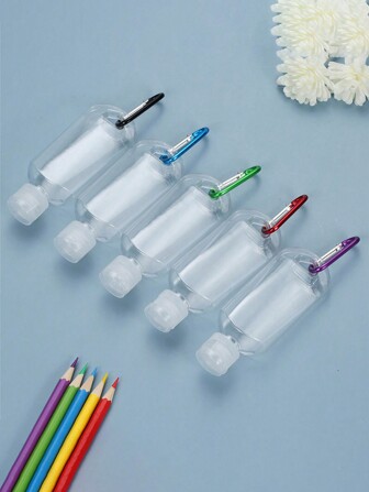 2/5/10 Pieces Travel Bottles With Keychain Twist Cap Press Container Bottle, 50 Ml 1.69 Oz, Clear Plastic Carabiner Bottle, Refillable Sanitizing Hand Sanitizer Squeeze Bottle, Leak Proof Portable, Suitable For Business Travel Office Use (Hook Color Sent Randomly) Travel Essentials School School Supplies Holiday Camping Holiday Essentials Vacation Accessories Mini Perfume For Women Perfume For Men Perfume Beach