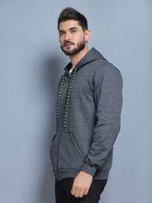 Men Zip-Up Hoodies - Dark Grey - View 6
