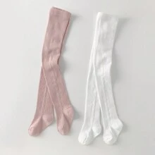 2条装女婴连裤袜 儿童春季薄款打底裤，女童幼儿全长连裤袜，弹力踩脚袜 婴儿幼儿打底裤 袜子 新生儿 - 彩色 - 查看 1