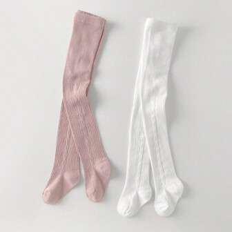 2pcs/Pack Baby Girl's Tights Children's Spring Thin Leggings, Girls Toddler Full Length Tights, Stretchy Stirrup Stockings Baby Toddler Leggings Socks Newborn