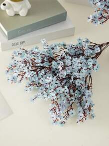 MEHELANY 1支浅蓝色人造花，仿真满天星迷你花束，逼真仿真婴儿呼吸花，散装，适用于家居DIY婚礼花艺布置、厨房中心装饰、节日派对、圣诞节、情人节装饰 - 淺藍色 - 查看 3