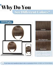 瀏海髮夾瀏海接髮法式瀏海夾瀏海假瀏海夾帶太陽穴假髮女天然假髮瀏海夾日常佩戴(深棕色) - Dark Brown - 查看 7