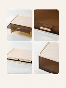 1pc Storage Cabinet Foldable Storage Box Home Living Room Toy Cabinet Storage Box Snack Box Storage Organizer - Beige - View 4