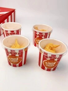 9pcs/Set Fried Chicken And Chicken Wing Shaped Erasers With Bucket Container, Stationery For Students, Back To School Gift - Yellow - View 7