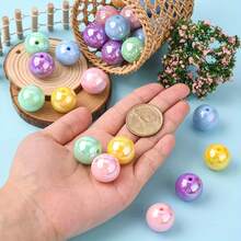約110顆/包20mm混色圓形厚實泡泡糖圓珠子,彩色ab電鍍圓形壓克力珠子,適用於製作項鍊手鐲等珠寶配件的批發 - 彩色 - 查看 5