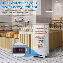 Commercial Refrigerator Display Case, 3.5 Cu.FT Single-Door Countertop Pastry Display Case With Interior LED Lighting, Double-Layered Glass, Countertop/Floor Refrigerator, 110v - White - View 6