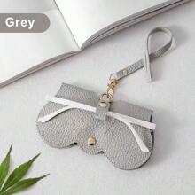1pc Litchi Embossed Glasses Cover Cute Hanging PU Leather Sunglasses Reading Glasses Storage Bag Portable Travel Eyewear Holder,Minimalist Eyeglass Pouch For Women Glasses Accessories For Women