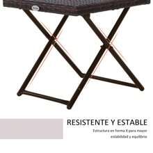 Outsunny Mesa Plegable para Jardín Terraza Patio de Ratán y Acero Inoxidable con Patas Cruzadas 40x40x40 cm - Marrón - Ver 4