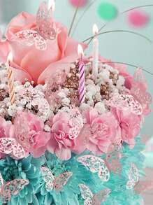 Set de 12/24 piezas de Adhesivos de pared en forma de mariposa 3D huecas y de colores, con textura metálica para decoración - Oro rosa - Ver 4