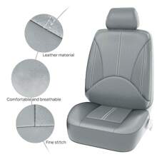 9pcs PU Leather Universal Car Seat Cover 5 Seats Waterproof Cushion,Car Seat Cover Full Set - 灰色 - 查看 6
