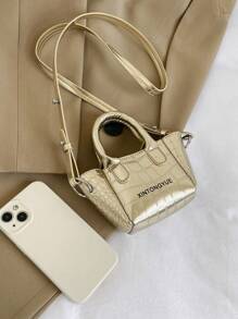 Children's Bag New High Glossy Stone Pattern Mini Crossbody Bag Girl Princess Handbag - Gold - View 4