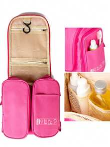 Travel Cosmetic Bags Large Capacity Toiletries Organizer Waterproof Storage Bag Neceser Bathroom Hook Wash Pouch 26 Initial Letter Pattern Makeup Bag Women Travel Classification Bag For Travel Storage Bag,Makeup Bag,Cosmetic Bag,Vacation Organizer,Large Capacity Makeup Organizer Makeup Case, For Lipstick, Brush, Skincare, Mobile Phone, Coin, Small Items, For Home,Gift,Vacation And Festival Halloween Christmas Multifunctional Use,Boho Vibes,For Holiday Beach, Bathroom Collection, Bedroom Collection, Large Capacity - Pink - View 5