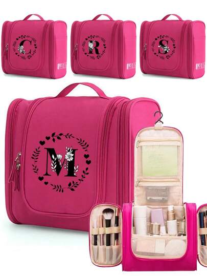 Travel Cosmetic Bags Large Capacity Toiletries Organizer Waterproof Storage Bag Neceser Bathroom Hook Wash Pouch 26 Initial Letter Pattern Makeup Bag Women Travel Classification Bag For Travel Storage Bag,Makeup Bag,Cosmetic Bag,Vacation Organizer,Large Capacity Makeup Organizer Makeup Case, For Lipstick, Brush, Skincare, Mobile Phone, Coin, Small Items, For Home,Gift,Vacation And Festival Halloween Christmas Multifunctional Use,Boho Vibes,For Holiday Beach, Bathroom Collection, Bedroom Collection, Large Capacity