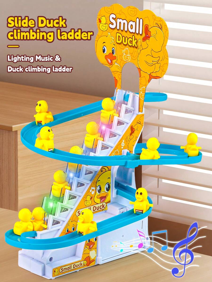 Duck Shape/Rabbit Shape Climb Stairs Slide Children's Toys, Gravity Drop And Musical Lights, Children's Puzzle Toys,Suitable For Children's Birthday Gifts,Party Gift