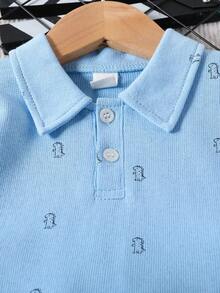 Sommerliches Set für Baby-Jungen mit Dinosaurier bedrucktem Polo-Shirt und Denim-Shorts - Verschiedenfarbig - Übersicht 3