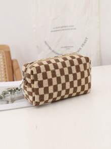 1pc Small Pouch Small Makeup Bag Storage Bag Purse Organizer Toiletry Bag, Woven Material, Miniaturized Hand-Held Makeup Bag, Large Capacity, Portable, New Checkerboard Pattern, Color Block Style, Multiple Colors For You To Choose From Makeup Travel Toiletry Organizer Essentials Gifts Storage Zipper Accessories Nail Bags, Makeup Bag, Vanity, Make Up Bag, Toiletry Bag,Christmas Gifts,Pouch,Travel,Gifts For Women,Women's Necessaire,Travel Essential,Pouch,Clutch / Small Handbag,Necessaire,Makeup Organizer,Makeup Organize,Pouch,Brush Holder,Mini Pouch,Large Capacity Pouch