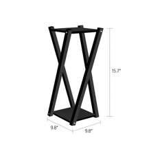 2 Tier Plant Stand Indoor Outdoor Metal Wood Potted Planter Rack Storage Organizer Flower Pot Holder Shelves - 黑色支架+黑板 - 查看 5