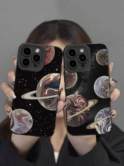 1pc Space Themed Phone Case Compatible With Iphone 15/14/13/12/11 Pro Max/Xs/Xr/Se2/7/8 Plus And Samsung S23/S20fe, Perfect For Couples And Friends