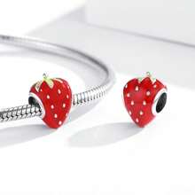 WOSTU 1 Pieza Colgante De Cuentas De Amuleto De Frutas Coloridas De Plata De Ley 925 Con Series De Piña, Aguacate, Fresa Linda, Manzana Roja Y Cereza Dulce Para Mujeres Hacer Pulseras Y Collares De Joyería Alta