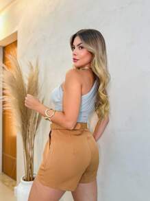 Women Shorts - Màu be - Xem 3