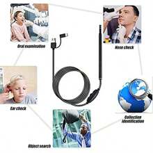 Kit de eliminación de cera de oído con otoscopio: cámara de oído visual HD de 5,5 mm con caja de almacenamiento de 6 luces LED, endoscopio de alcance inalámbrico con herramienta de eliminación de cera Cámara Endoscopio Wifi De Oídos, Otoscopio Con 6 Led's - Negro - Ver 7