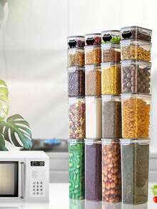 Contenitore Per Alimenti In Plastica Con Chiusura Ermetica A Scatto - Trasparente - Visualizzare 6