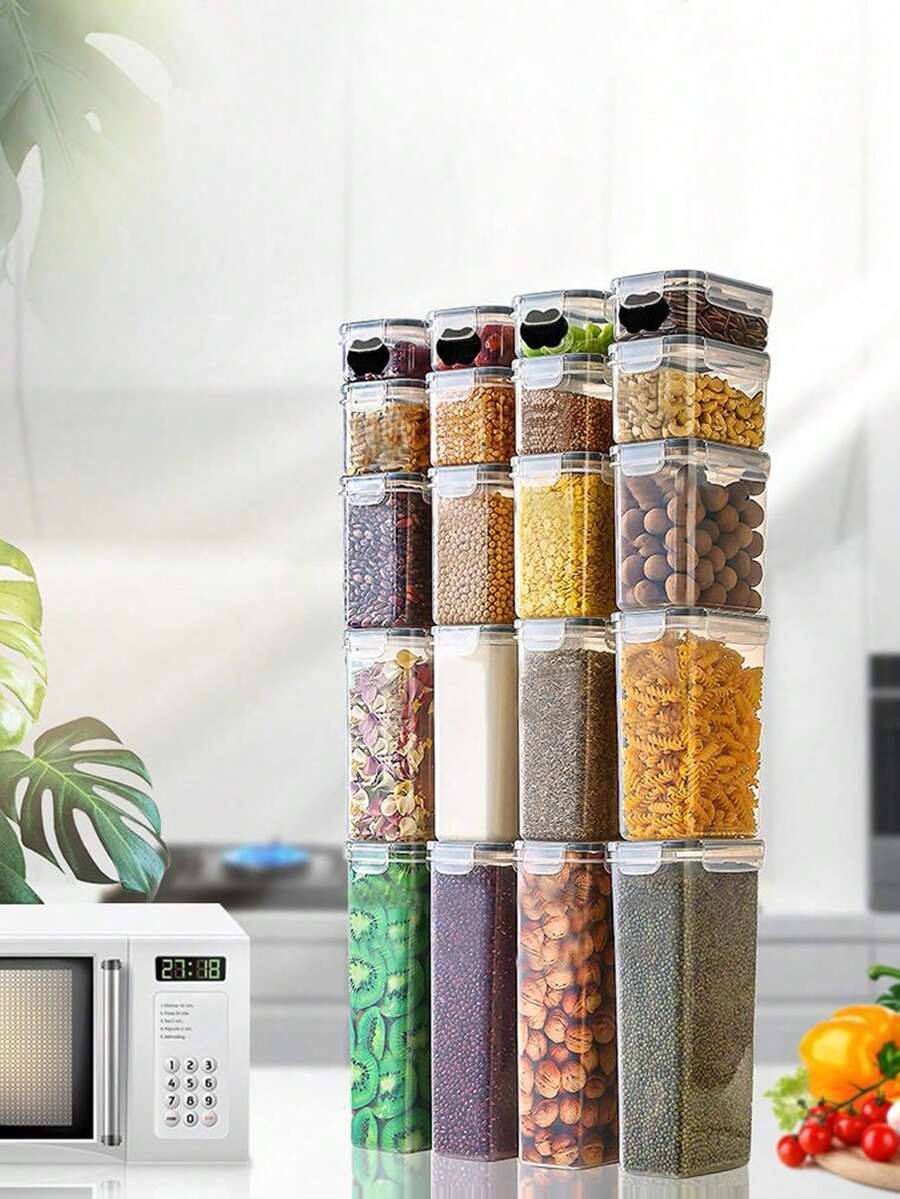 Contenitore Per Alimenti In Plastica Con Chiusura Ermetica A Scatto - Trasparente - Visualizzare 1