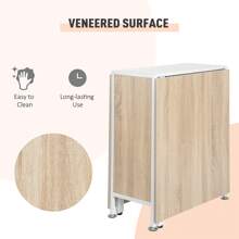HOMCOM Foldable Drop Leaf Dining Table Folding Workstation For Small Space With Storage Shelves Cubes Oak & White