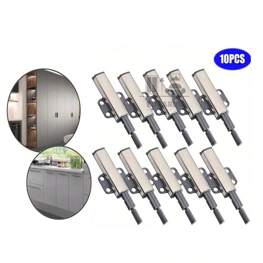 Herrajes De Cajones Push Open Para Puerta Gabinete,10 Piezas - Plateado - Ver 1