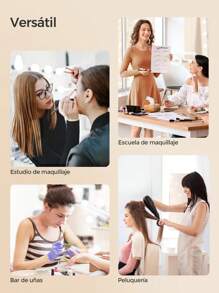 SONGMICS Maleta de Maquillaje Profesional, Maletín para Cosméticos, Maletín de Peluquería, con 2 Cajones, Grande, 34 x 24 x 56 cm, Ruedas 360°, para Viaje, Regalo Ideal, Champán Dorado - Champán Dorado - Ver 6