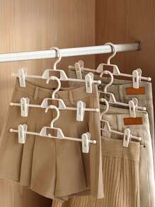 1入、5入、10入連接無縫衣夾衣櫥兩用衣架,可疊放節省空間多功能褲子夾架 - 白色 - 查看 1