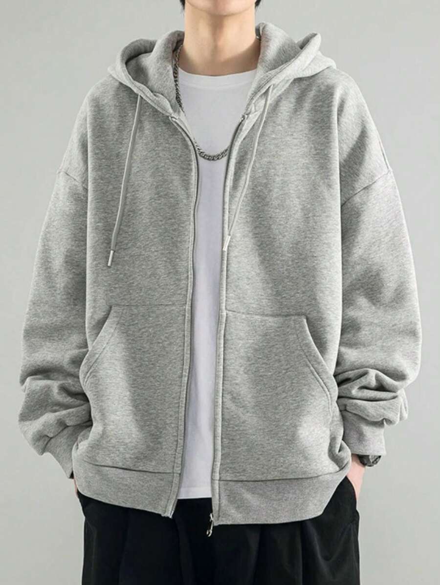 Men Zip-Up Hoodies - 淺灰色 - 查看 1
