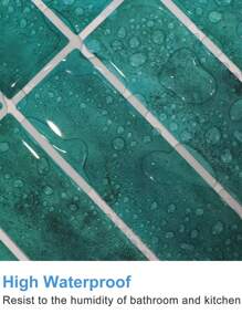 3d綠色直線馬賽克自粘式後擋板,廚房後擋板磁磚,廚房浴室自粘式磁磚,更厚及防水 - 彩色 - 查看 5