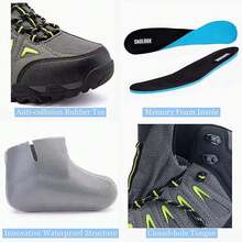 Hiking Boots Men | Waterproof Boots For Men | Non-Slip & LightWeight & Comfortable| Men's Hiking Outdoor Ankle Boot Trekking Camping - 黑色混合綠色 - 查看 2