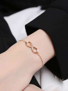 BALMORA 1入組時尚簡約風S925純銀無窮象徵手鏈適合女士,派對禮物 - 玫瑰金 - 查看 1