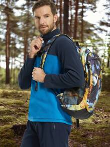 Alpha Camp Men's Warm Contrast Color Fleece Pullover Outdoor Sweatshirt For Autumn And Winter Gym Clothes Men - Blue - View 3