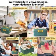 Electric Lunch Box 80W 1.8L Stainless Steel Removable Portable Lunch Box 12 V/24V/220V Heat Box Car/Truck/Office With Insulated Bag - 綠色 - 查看 2