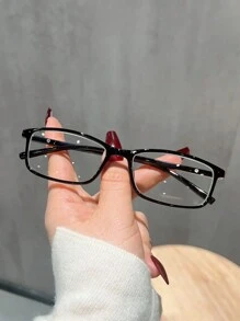 1pc Unisex Simple PC Frame Fashionable Business Style Anti-Eye Fatigue Glasses, Transparent Lens Non-Prescription Glasses Accessories