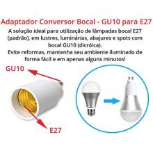 Adaptador Soquete Conversor Bocal - GU10 Para E27 - Dicroica - Branco - Visão 2