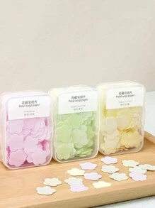 2pcs Disposable Soap Sheets - Portable Antibacterial Mini Hand Washing Paper Soap With Flower Petal Case For Students And Children - Pink - View 5